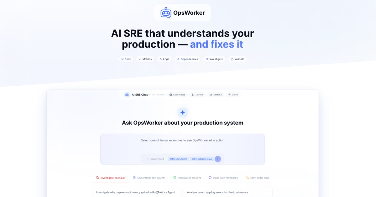 OpsWorker: Plataforma AI SRE para Kubernetes y Cloud