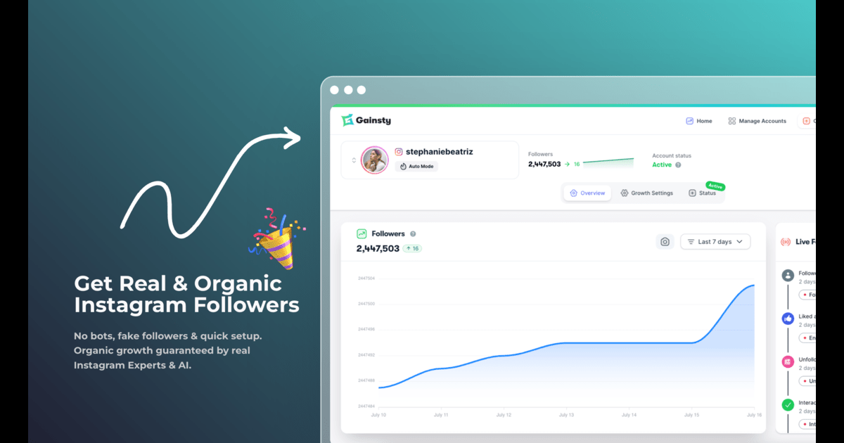 Gainsty – Crecimiento Orgánico de Seguidores en Instagram