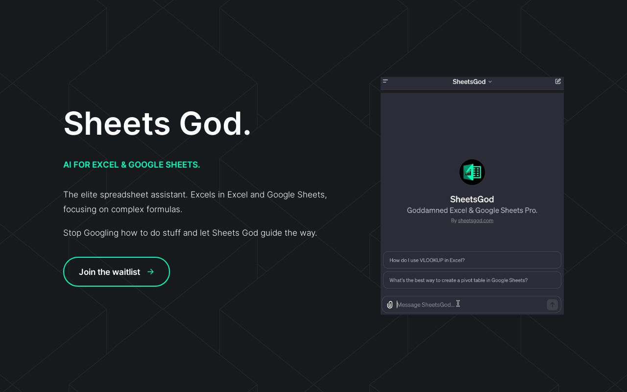 Sheets God – Asistente AI para Excel y Google Sheets