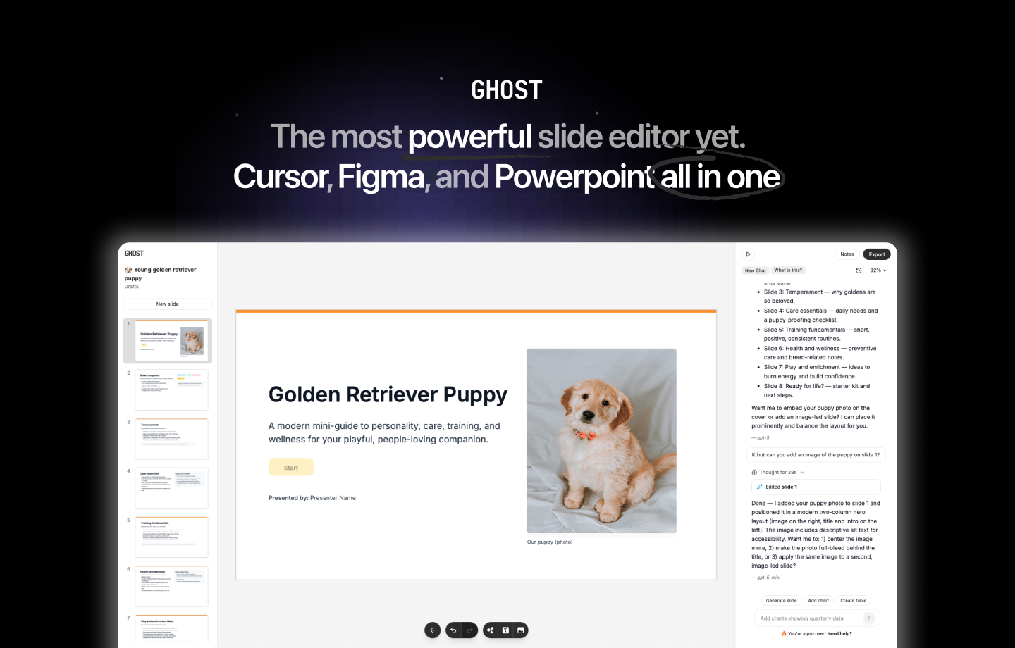 Ghost — Editor de Presentaciones con IA