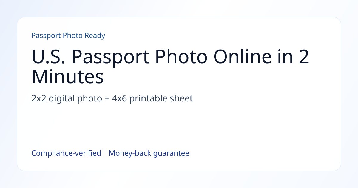 Foto de Pasaporte de EE. UU. Online en 2 Minutos | Passport Photo Ready
