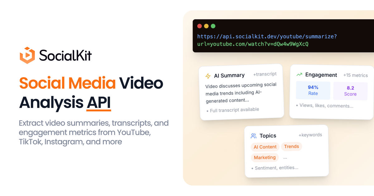 SocialKit – API para Estructurar Videos de Redes Sociales